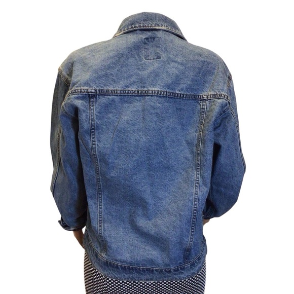 Original Use Women’s Oversized Denim Jacket Blue Medium Wash Button Front Size S - Picture 3 of 9